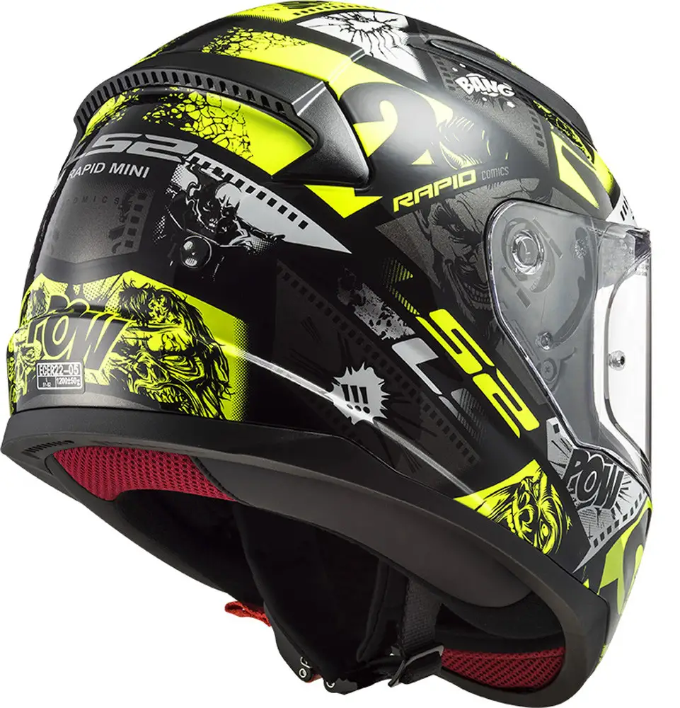 casco moto bambino ls2 ff353 nero giallo integrale rear