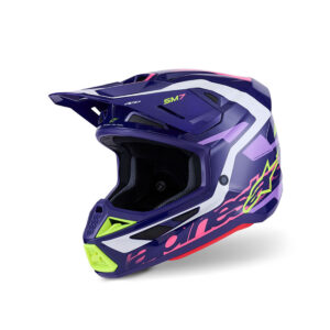 casco moto motocross enduro alpinestars sm7 deed viola rosa giallo fluo