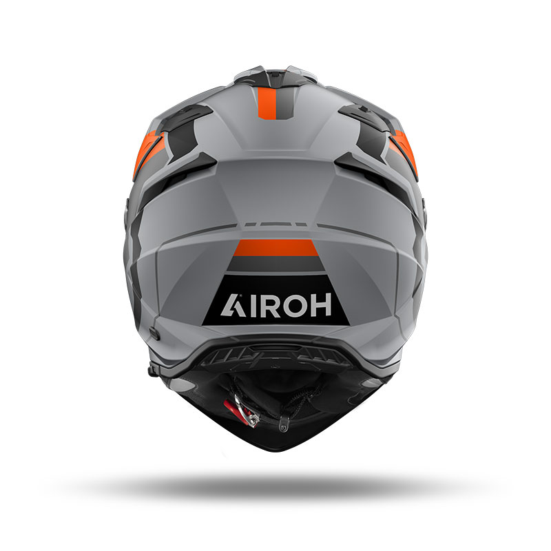 casco moto adventure airoh horn integrale arancione rear