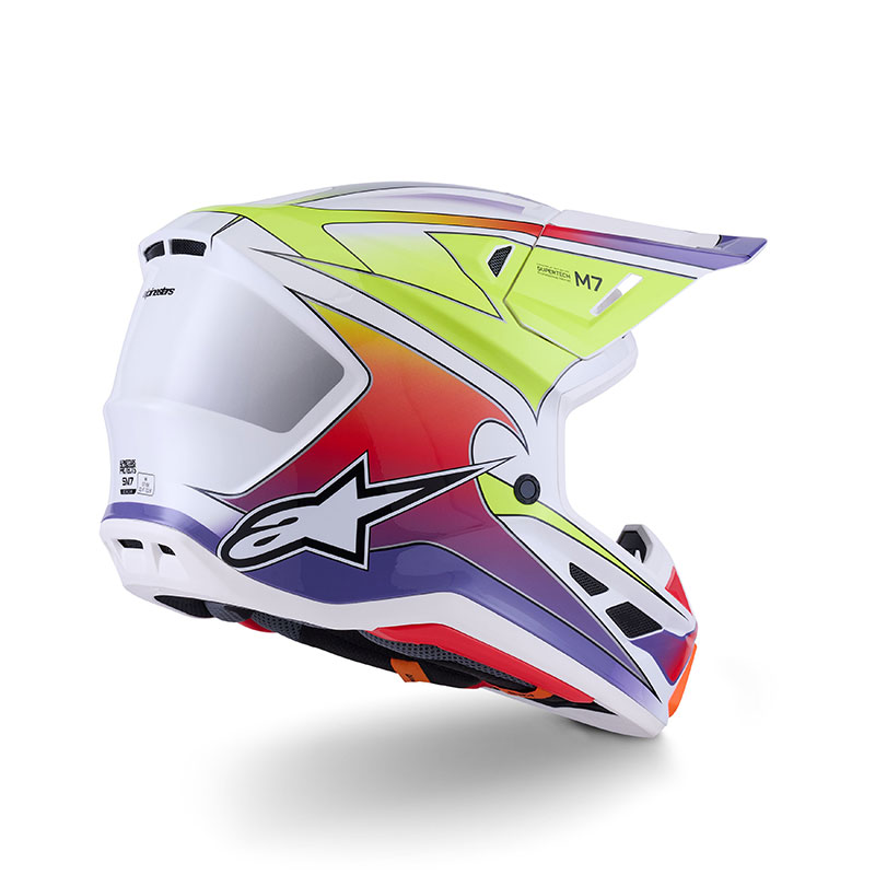 casco moto motocross enduro alpinestars sm7 fuse giallo fluo rear