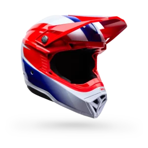 casco moto integrale motocross enduro bell moto 10 falcon grafica blu rosso bianco