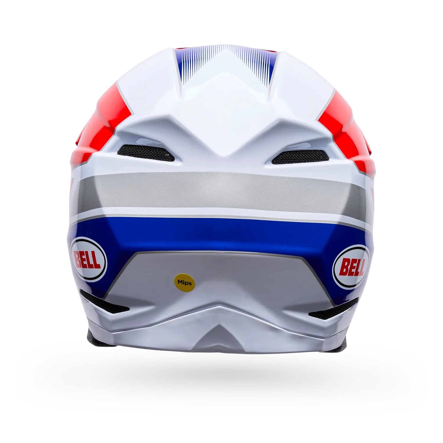 casco moto integrale motocross enduro bell moto 10 falcon grafica blu rosso bianco rear