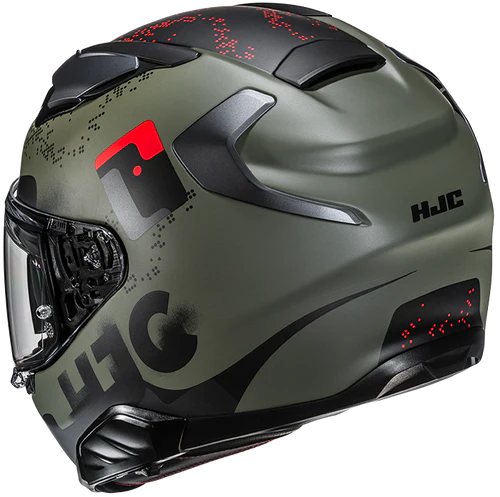 casco moto integrale hjc fibra f71 faco verde militare opaco rear