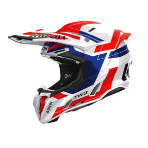 casco moto motocross enduro airoh twist 3 dynasty bianco blu rosso