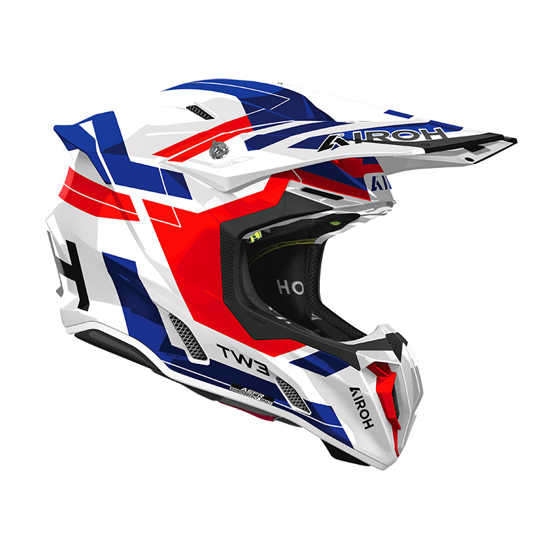 casco moto motocross enduro airoh twist 3 dynasty bianco blu rosso dx
