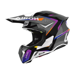 casco moto motocross enduro airoh twist 3 hustle nero viola