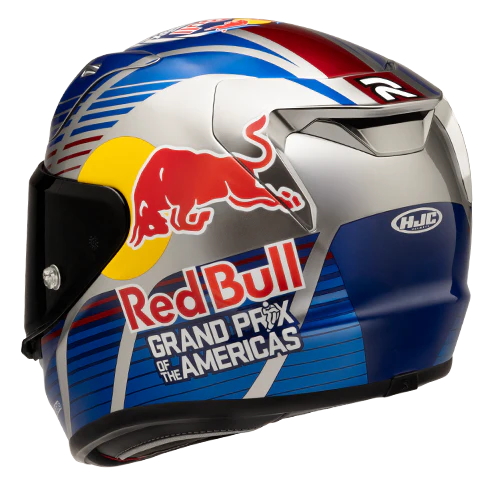 casco integrale moto hjc rpha 12 fibra red bull rear