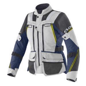 giacca moto turismo impermeabile 4 stagioni clover outland 3 grigio blu donna