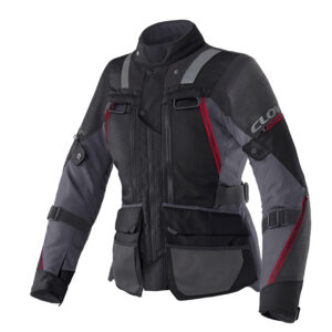 giacca moto turismo impermeabile 4 stagioni clover outland 3 rosso nero donna