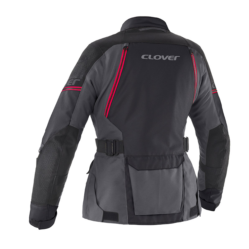 giacca moto turismo impermeabile 4 stagioni clover outland 3 rosso nero donna rear
