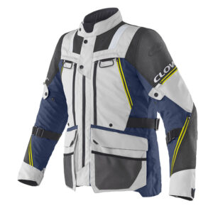 giacca moto turismo impermeabile 4 stagioni clover outland 3 grigio blu
