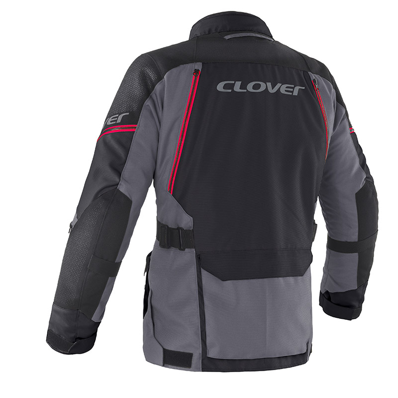 giacca moto turismo impermeabile 4 stagioni clover outland 3 rosso nero rear