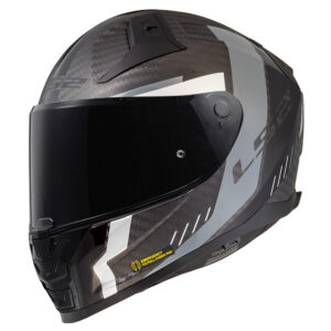 casco moto integrale carbonio ls2 vector 2 grid silver