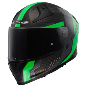 casco moto integrale carbonio ls2 vector 2 grid verde