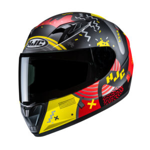 casco integrale moto bambino hjc y10 mika nero giallo