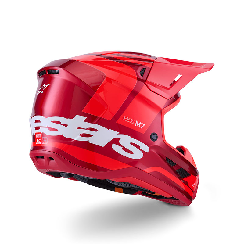 casco motocross enduro alpinestars SM7 core rosso fibra rear