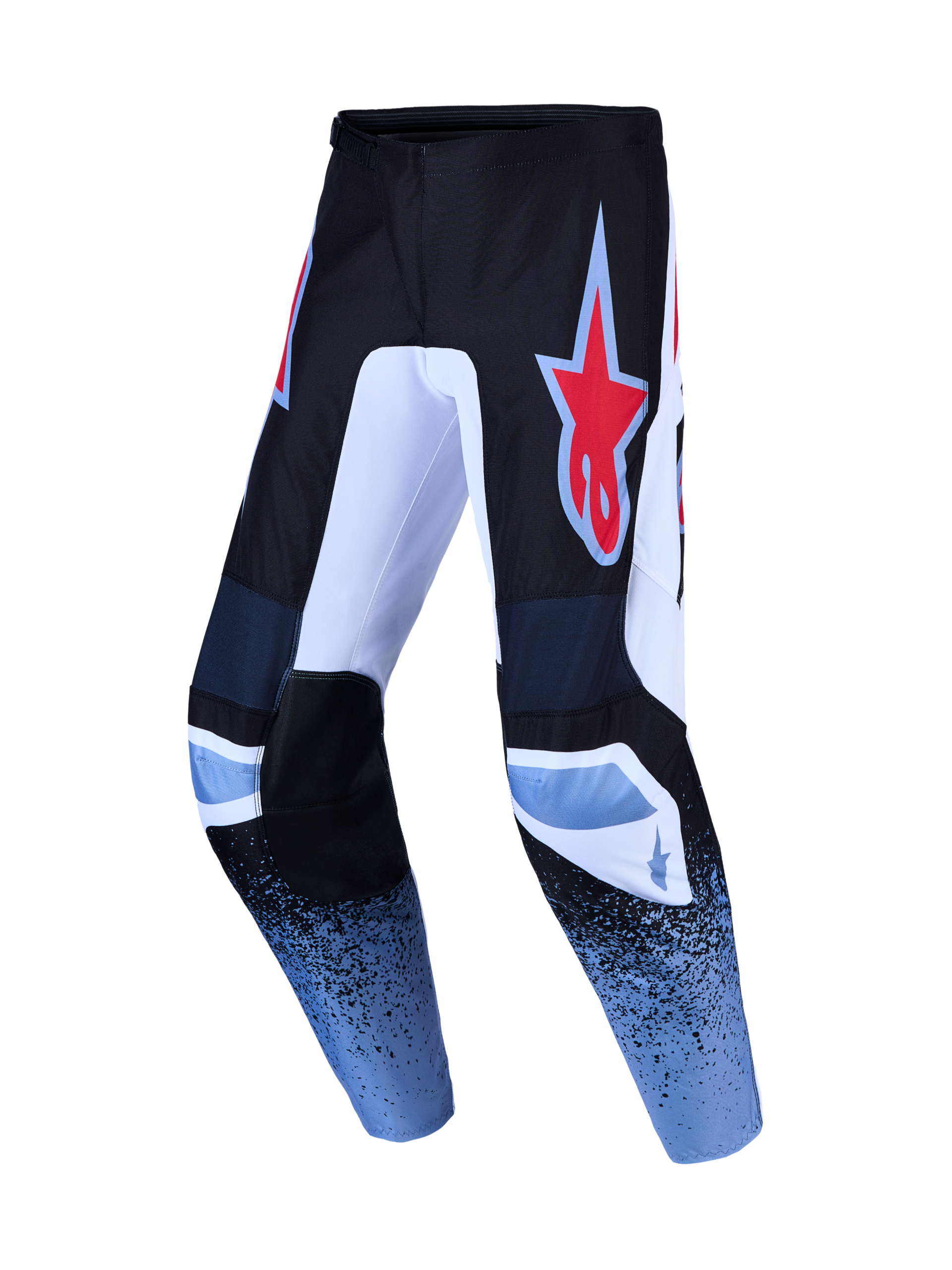 Pantaloni ALPINESTARS FLUID DRAG NERO/BIANCO/BLUE CHIARO/ROSSO FUOCO