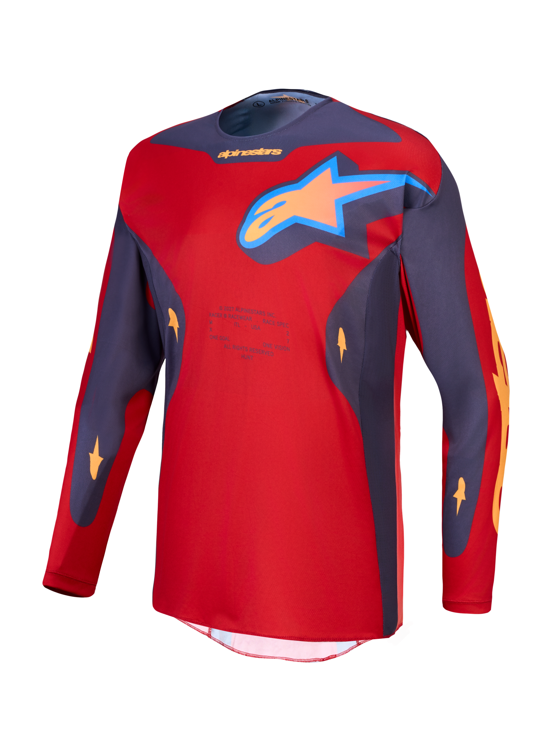 Maglia ALPINESTARS RACER HUNT ROSSO FUOCO/GRIGIO PIETRA/CORALLO CALDO